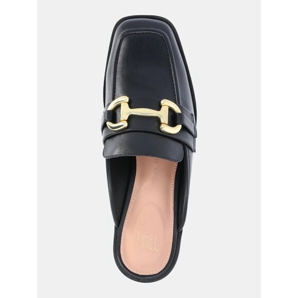 Time And Tru Shoes - Time and Tru Women's Loafer Mules, Size 6, Medium Width, Slip-On, Solid Black